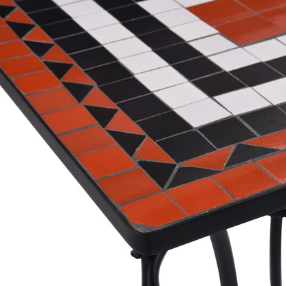 3Dílný Mozaikový Bistro Set Keramický Terakotovo-Bílý