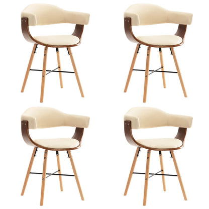 Jídelní Židle 4 Ks Krémové Umělá Kůže A Ohýbané Dřevo