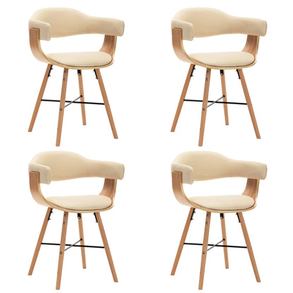 Jídelní Židle 4 Ks Krémové Umělá Kůže A Ohýbané Dřevo