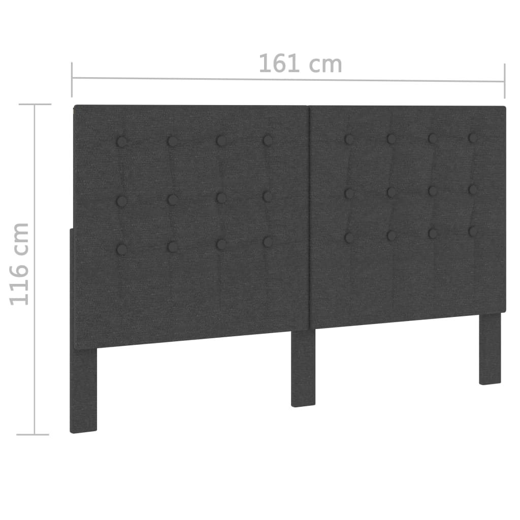 Prošívané Čelo Postele Tmavě Šedé Textil 160 X 200 Cm
