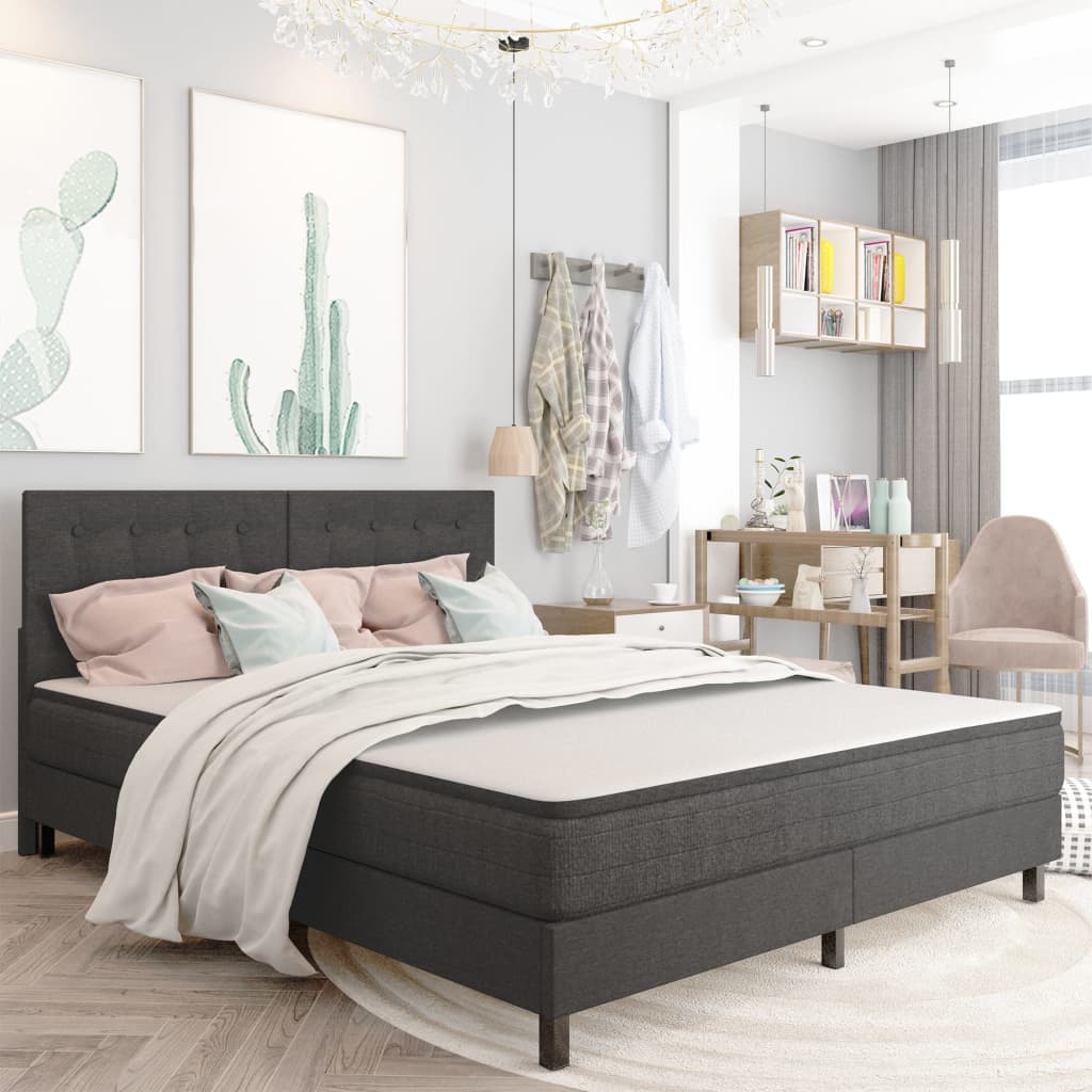Prošívané Čelo Postele Tmavě Šedé Textil 160 X 200 Cm