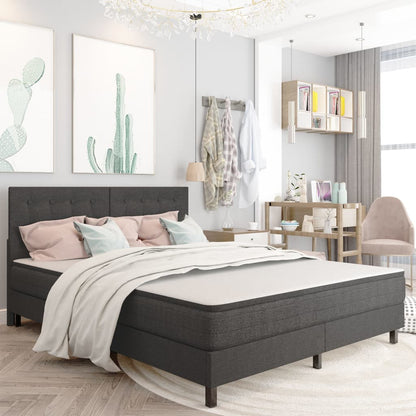 Prošívané Čelo Postele Tmavě Šedé Textil 160 X 200 Cm
