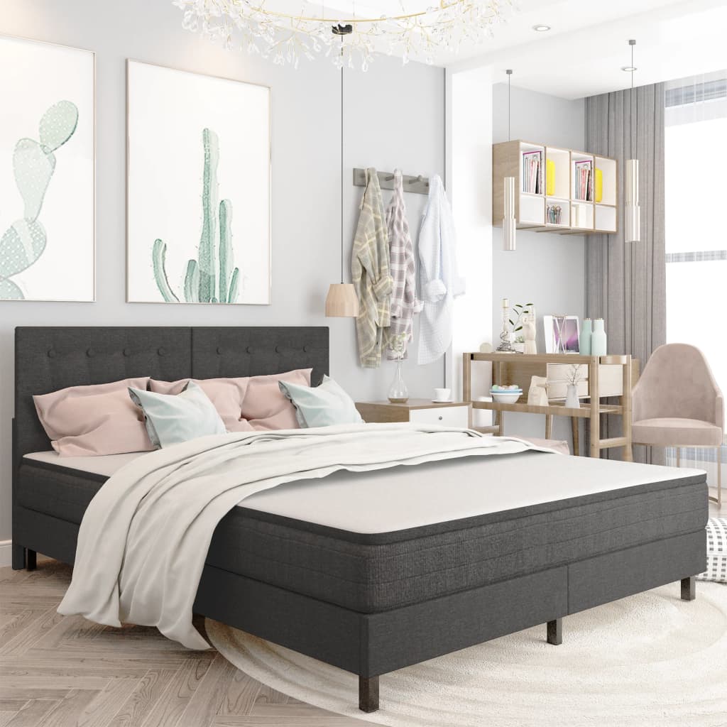 Prošívané Čelo Postele Tmavě Šedé Textil 180 X 200 Cm