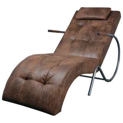 Chaise Longue S Polštářem, Hnědý, Vzhled Semiše