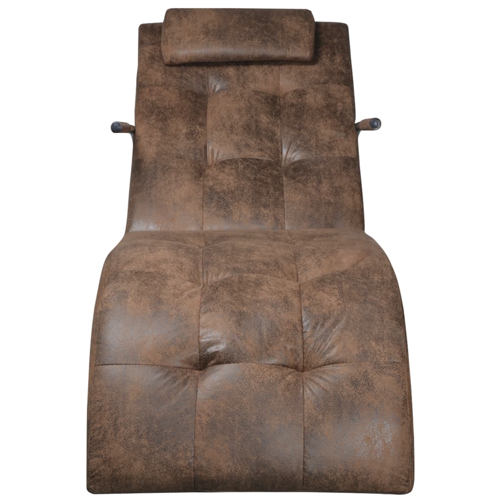 Chaise Longue S Polštářem, Hnědý, Vzhled Semiše