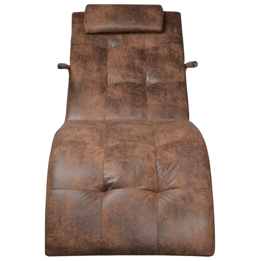 Chaise Longue S Polštářem, Hnědý, Vzhled Semiše