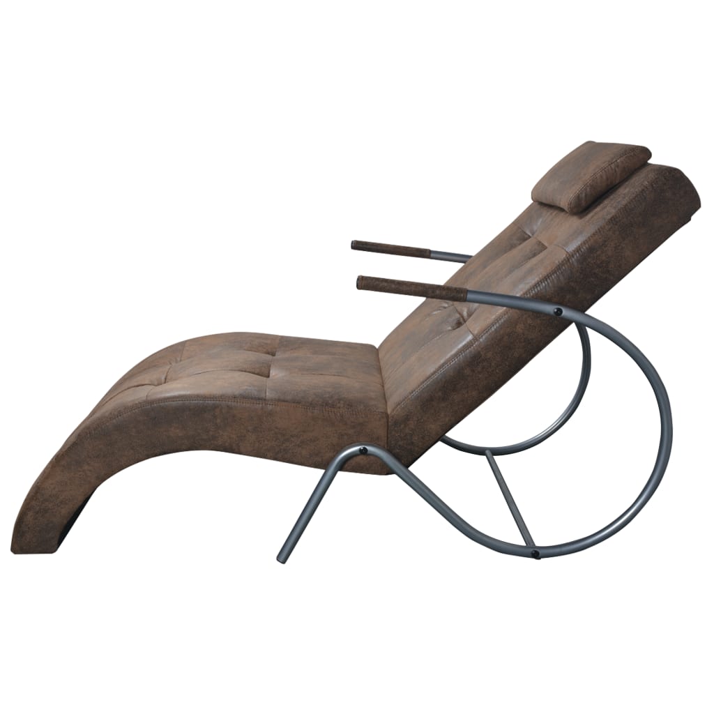Chaise Longue S Polštářem, Hnědý, Vzhled Semiše