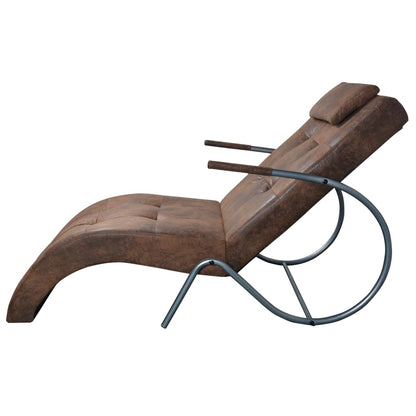 Chaise Longue S Polštářem, Hnědý, Vzhled Semiše