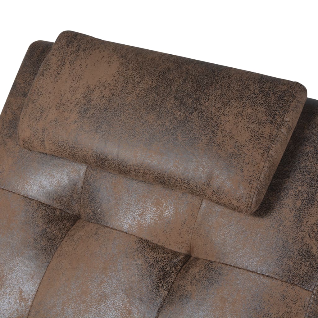 Chaise Longue S Polštářem, Hnědý, Vzhled Semiše