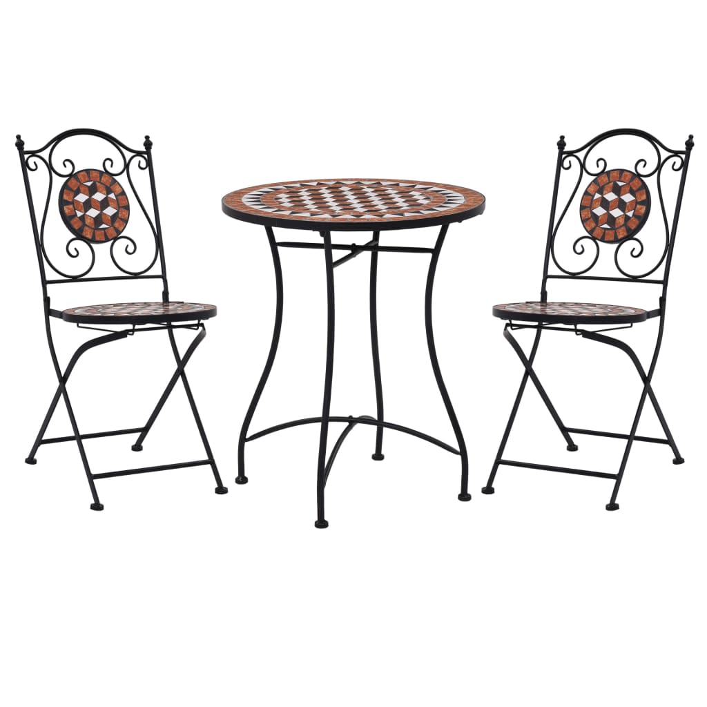 3Dílný Mozaikový Bistro Set Keramický Terakotový