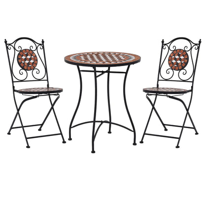 3Dílný Mozaikový Bistro Set Keramický Terakotový