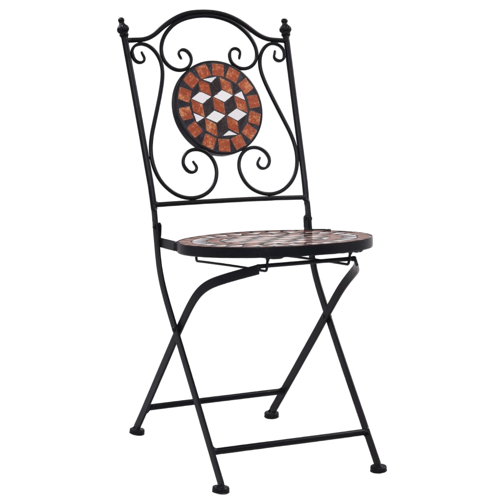 3Dílný Mozaikový Bistro Set Keramický Terakotový