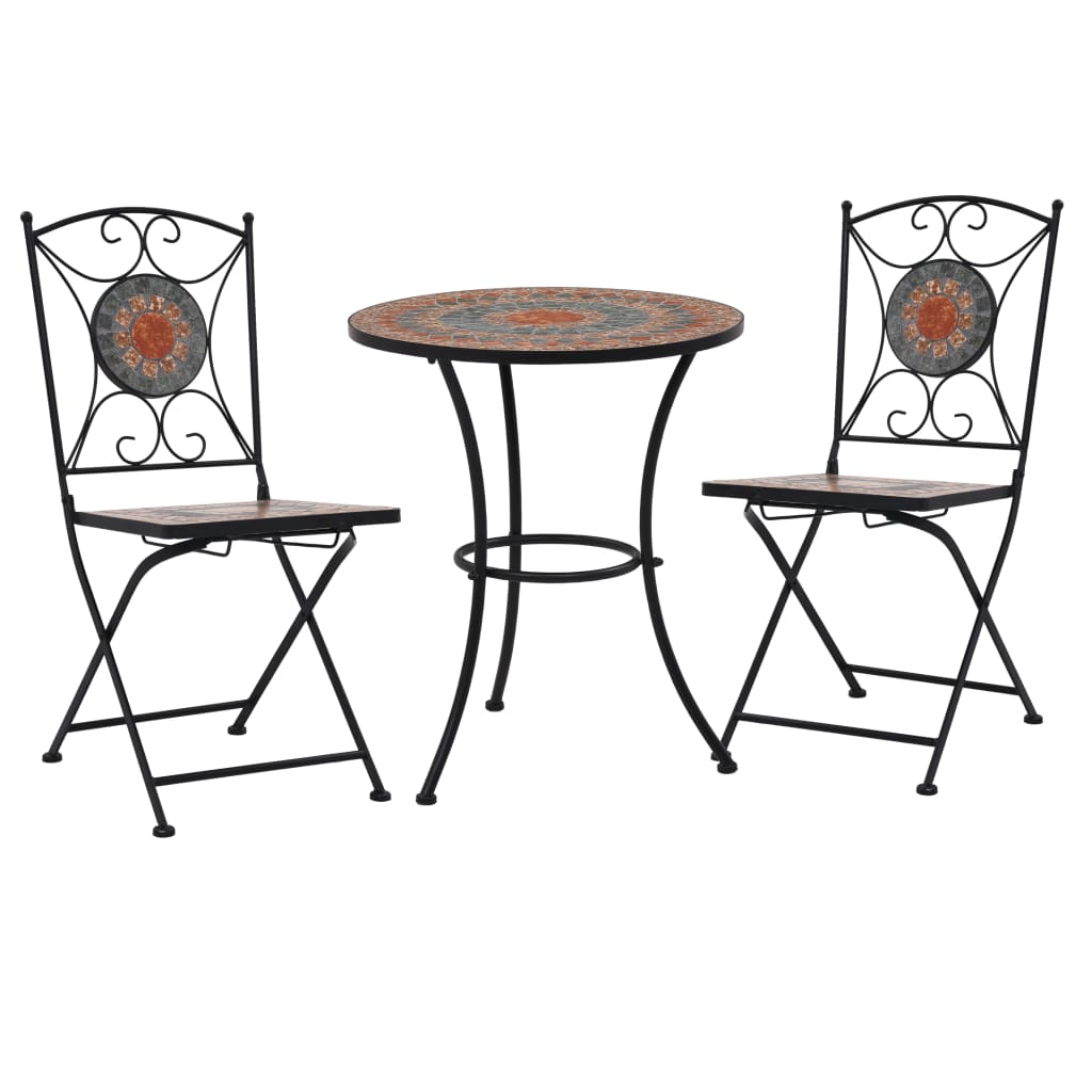 3Dílný Mozaikový Bistro Set Keramický Terakotový