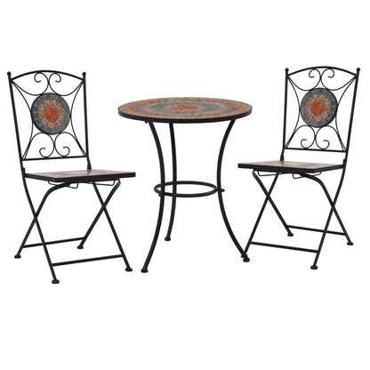 3Dílný Mozaikový Bistro Set Keramický Terakotový