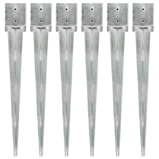 Kotvící hroty 6 ks stříbrné 12 x 12 x 89 cm pozinkovaná ocel