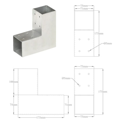 Trámová Spojka 4 Ks Ve Tvaru L Pozinkovaný Kov 71 X 71 Mm