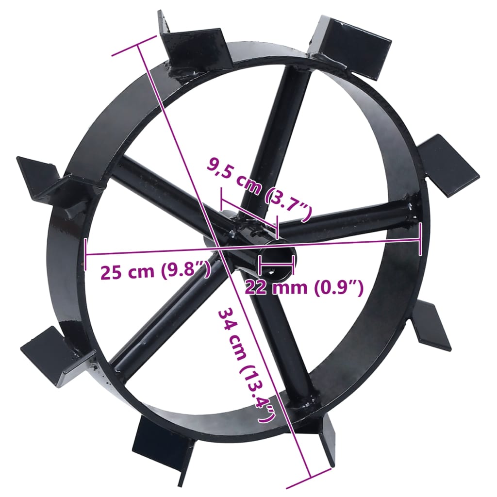 Kovová Kola Pro Benzínový Kultivátor 6,5 Hp 2 Ks
