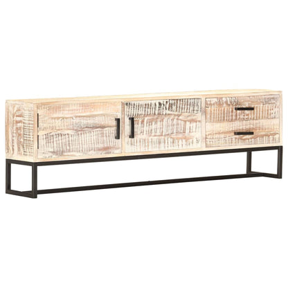 Tv Stolek Bílý 140 X 30 X 45 Cm Masivní Akáciové Dřevo