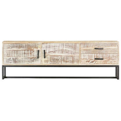 Tv Stolek Bílý 140 X 30 X 45 Cm Masivní Akáciové Dřevo