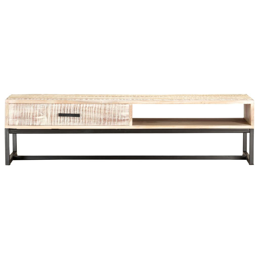 Konferenční Stolek Bílý 117 X 50 X 30 Cm Masivní Akáciové Dřevo