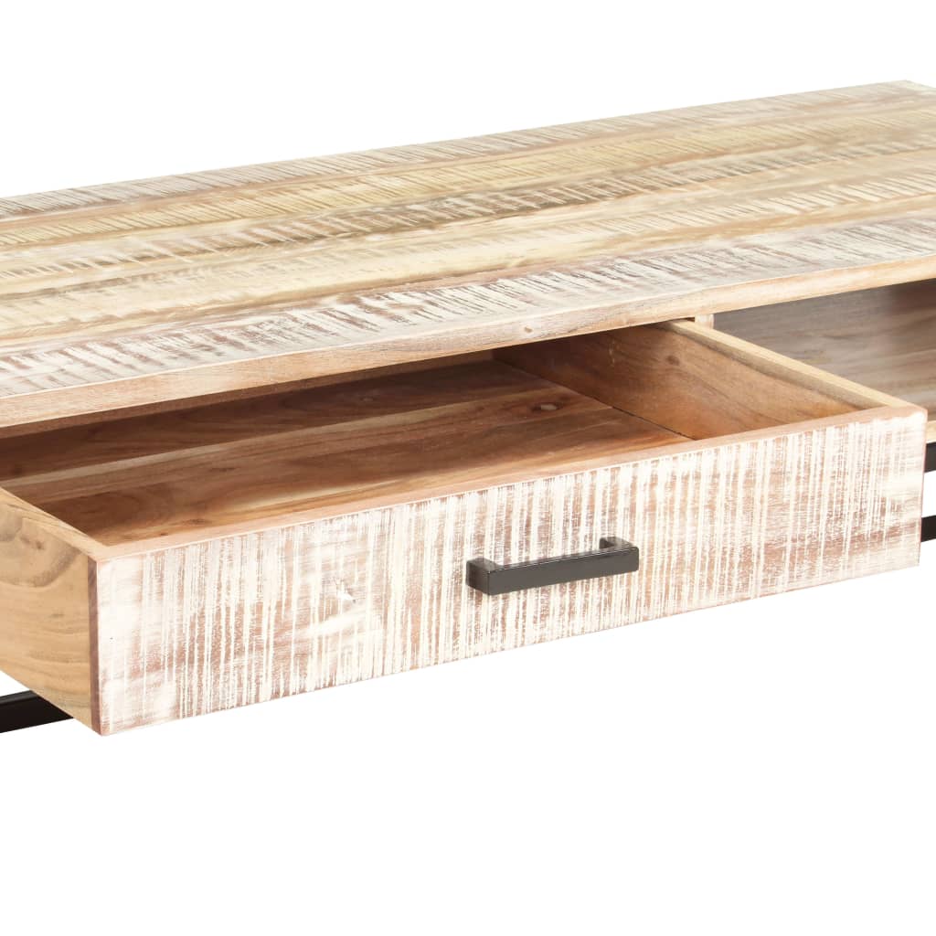 Konferenční Stolek Bílý 117 X 50 X 30 Cm Masivní Akáciové Dřevo