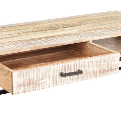 Konferenční Stolek Bílý 117 X 50 X 30 Cm Masivní Akáciové Dřevo
