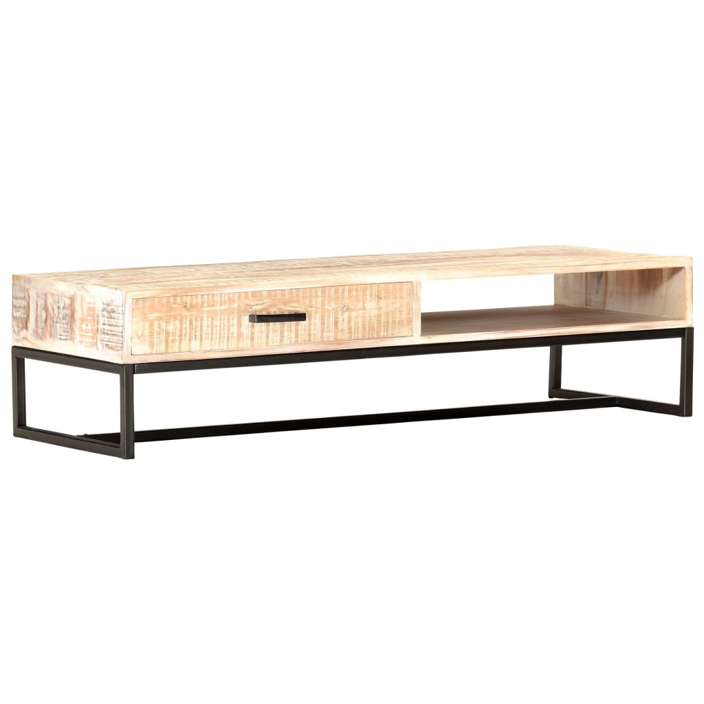 Konferenční Stolek Bílý 117 X 50 X 30 Cm Masivní Akáciové Dřevo