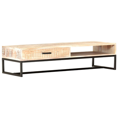 Konferenční Stolek Bílý 117 X 50 X 30 Cm Masivní Akáciové Dřevo