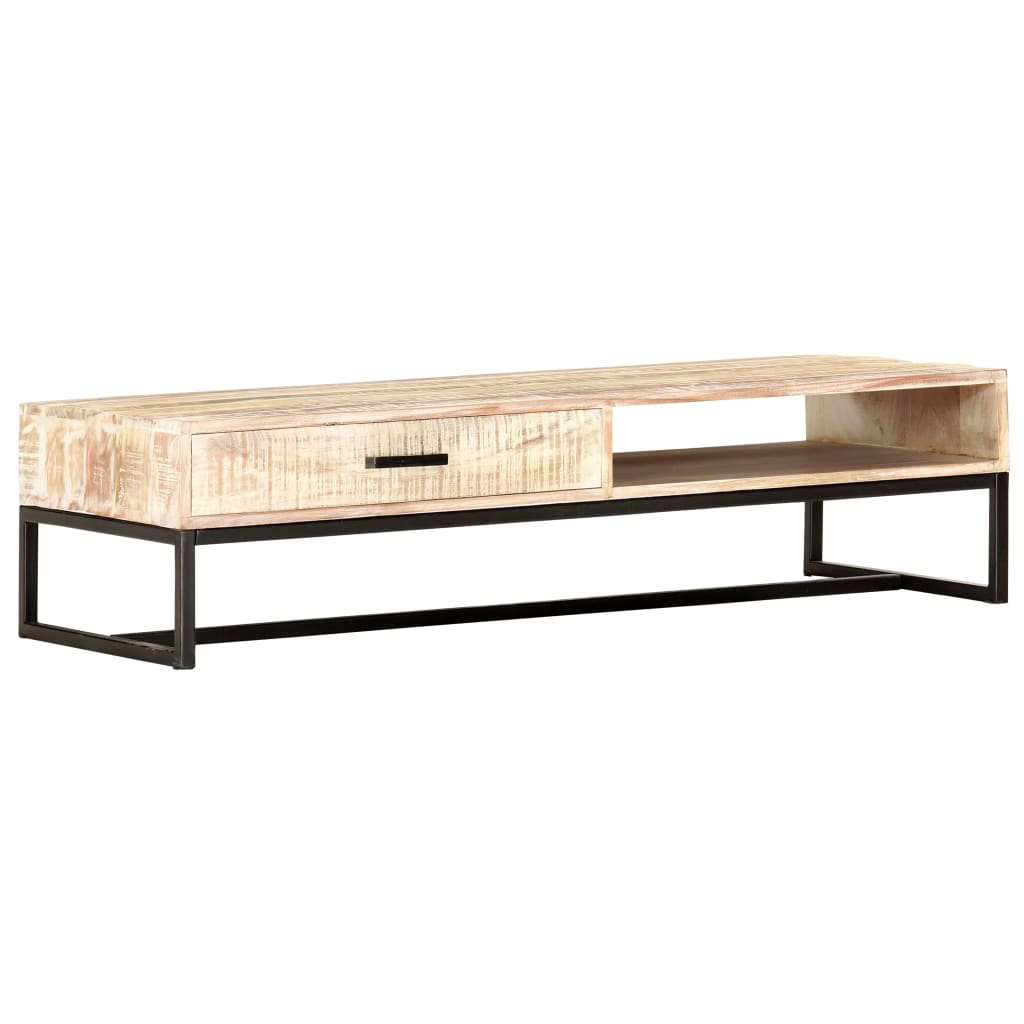 Konferenční Stolek Bílý 117 X 50 X 30 Cm Masivní Akáciové Dřevo