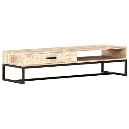 Konferenční Stolek Bílý 117 X 50 X 30 Cm Masivní Akáciové Dřevo