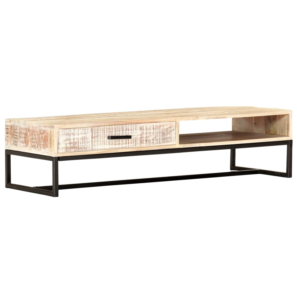 Konferenční Stolek Bílý 117 X 50 X 30 Cm Masivní Akáciové Dřevo