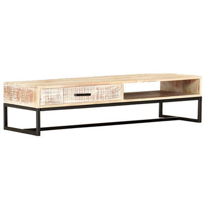Konferenční Stolek Bílý 117 X 50 X 30 Cm Masivní Akáciové Dřevo