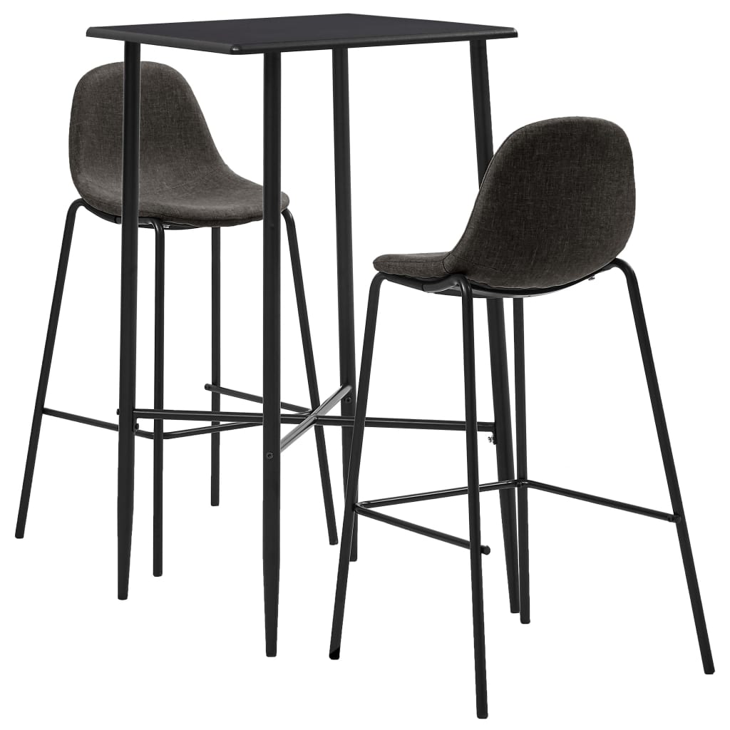 3Dílný Barový Set Textil Tmavě Šedý