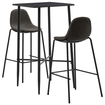 3Dílný Barový Set Textil Tmavě Šedý
