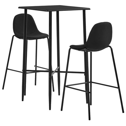 3Dílný Barový Set Textil Černý