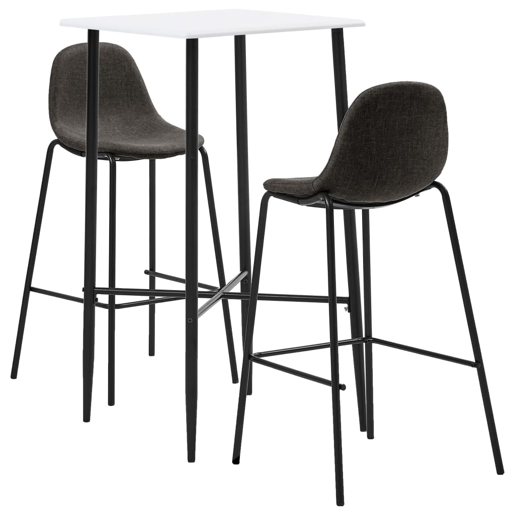 3Dílný Barový Set Textil Tmavě Šedý