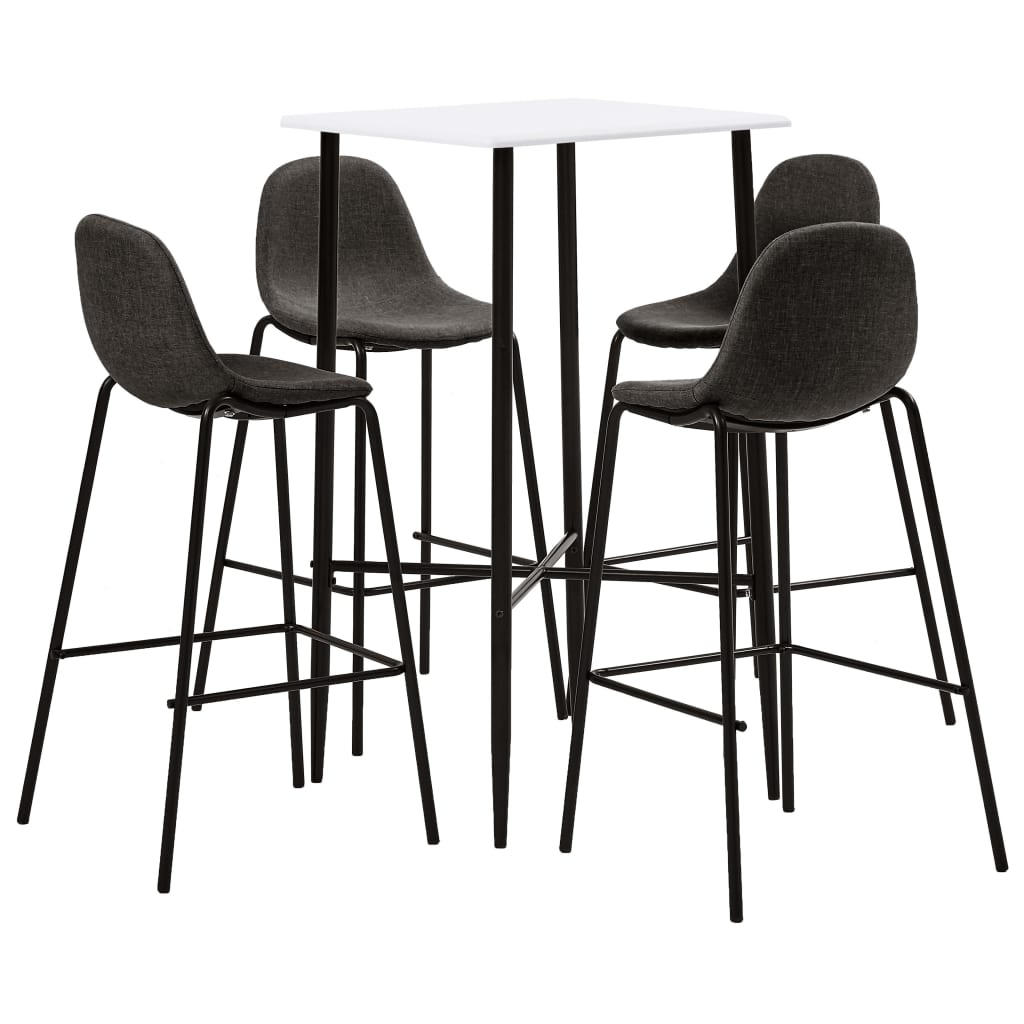 3Dílný Barový Set Textil Tmavě Šedý