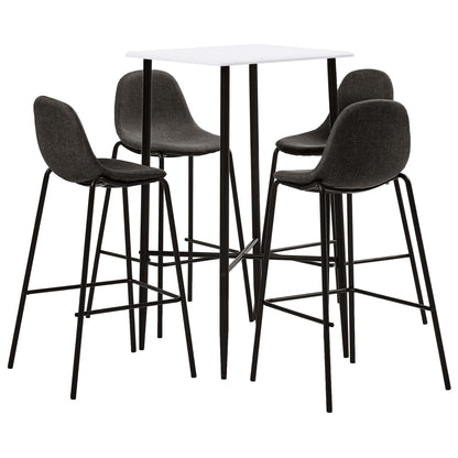 3Dílný Barový Set Textil Tmavě Šedý