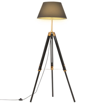 Stojací Lampa Stativ Medově Hnědá A Šedá Masivní Teak 141 Cm