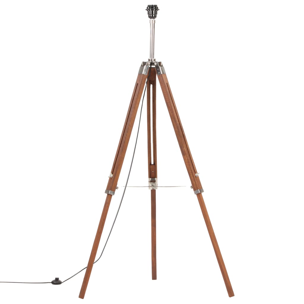 Stojací Lampa Stativ Medově Hnědá A Šedá Masivní Teak 141 Cm