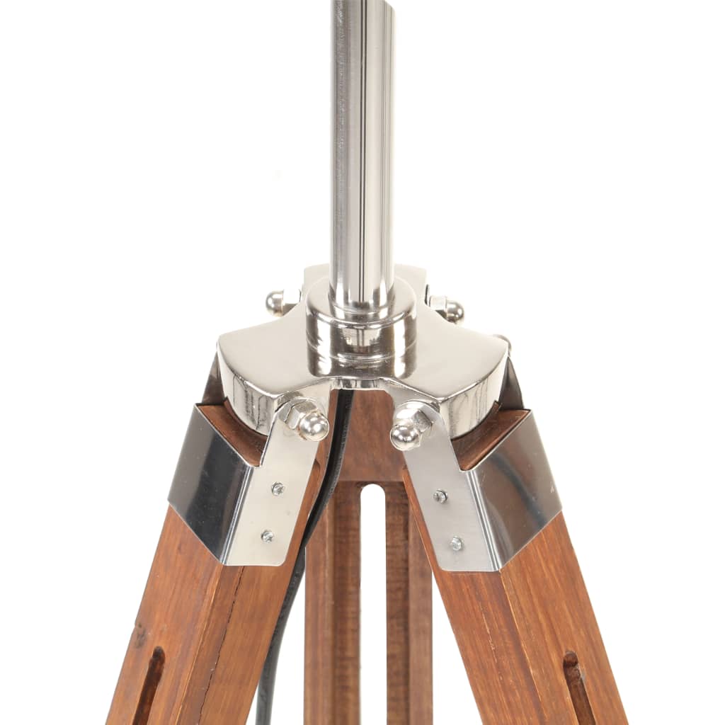 Stojací Lampa Stativ Medově Hnědá A Šedá Masivní Teak 141 Cm
