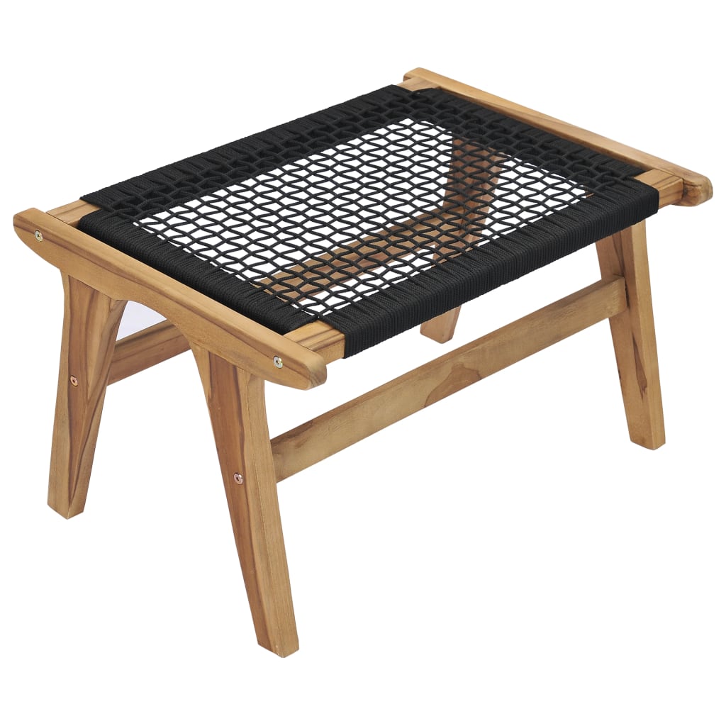 Zahradní Lehátko S Podnožkou Masivní Teakové Dřevo A Provázky