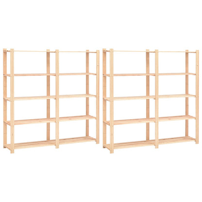 Úložný Regál 5 Polic 2 Ks 170X38X170 Cm Masivní Borovice 500 Kg