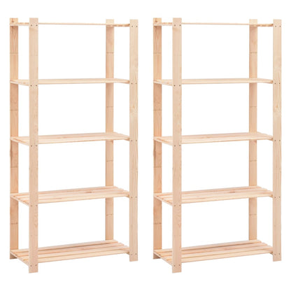 Úložný Regál 5 Polic 2 Ks 80X38X170 Cm Masivní Borovice 250 Kg