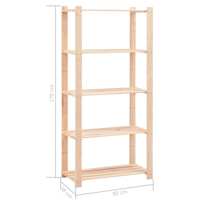 Úložný Regál 5 Polic 2 Ks 80X38X170 Cm Masivní Borovice 250 Kg