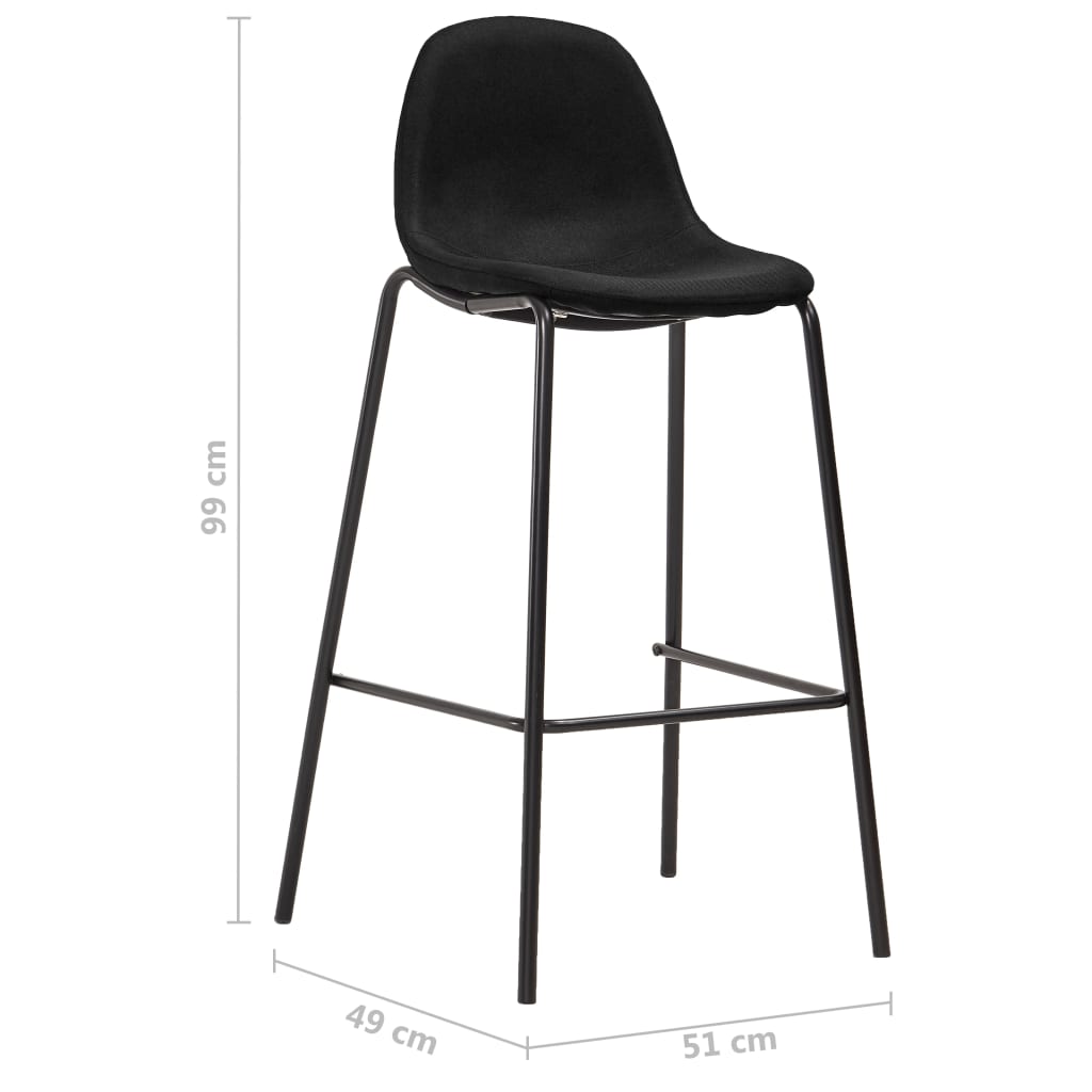 3Dílný Barový Set Textil Černý