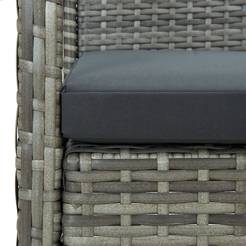 3Dílný Bistro Set S Poduškami Polyratan Šedý