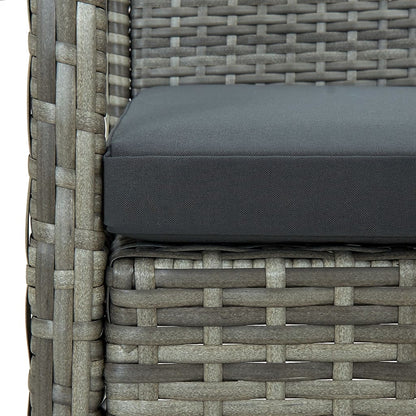 3Dílný Bistro Set S Poduškami Polyratan Šedý