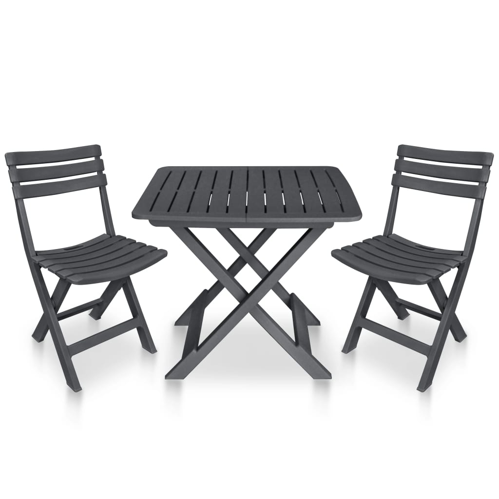 3Dílný Skládací Bistro Set Plastový Bílý