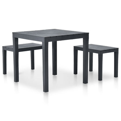 Zahradní Stůl Se 2 Lavicemi Plast Antracitový
